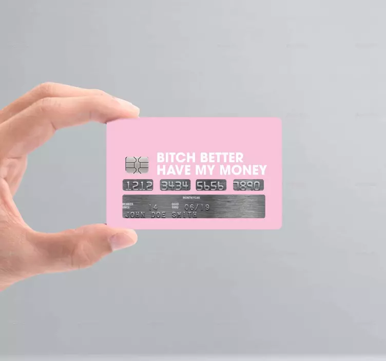 Soft Pink Color with text credit card sticker - TenStickers