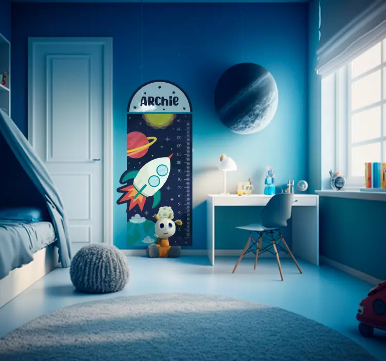 Space height chart kid's custom wall sticker - TenStickers