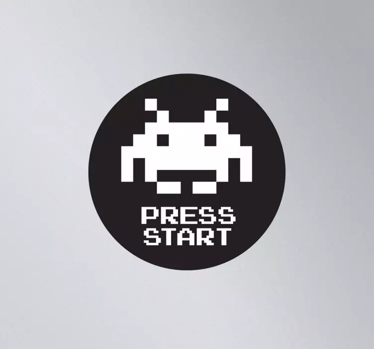 Space Invader Video Game press start icon laptop sticker - TenStickers