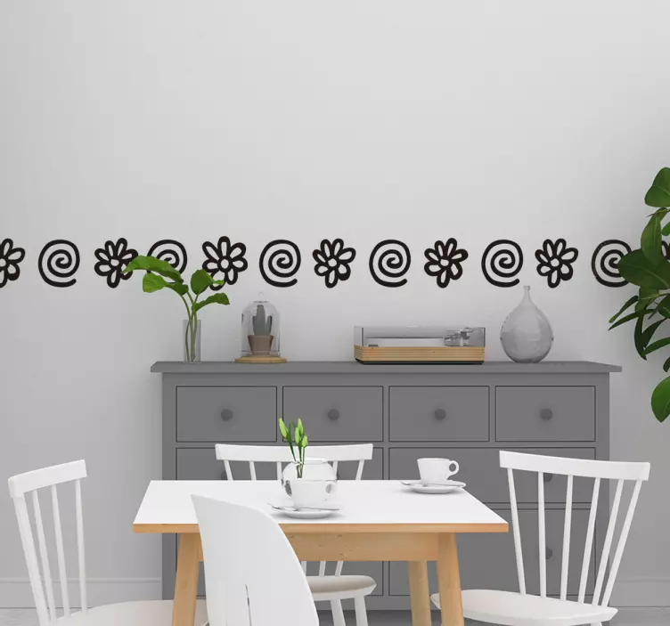 Spirals and flowers wall border sticker - TenStickers