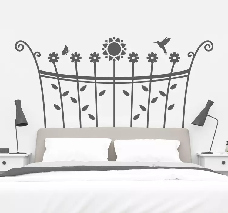 Ornamental spring flower headboard wall sticker - TenStickers