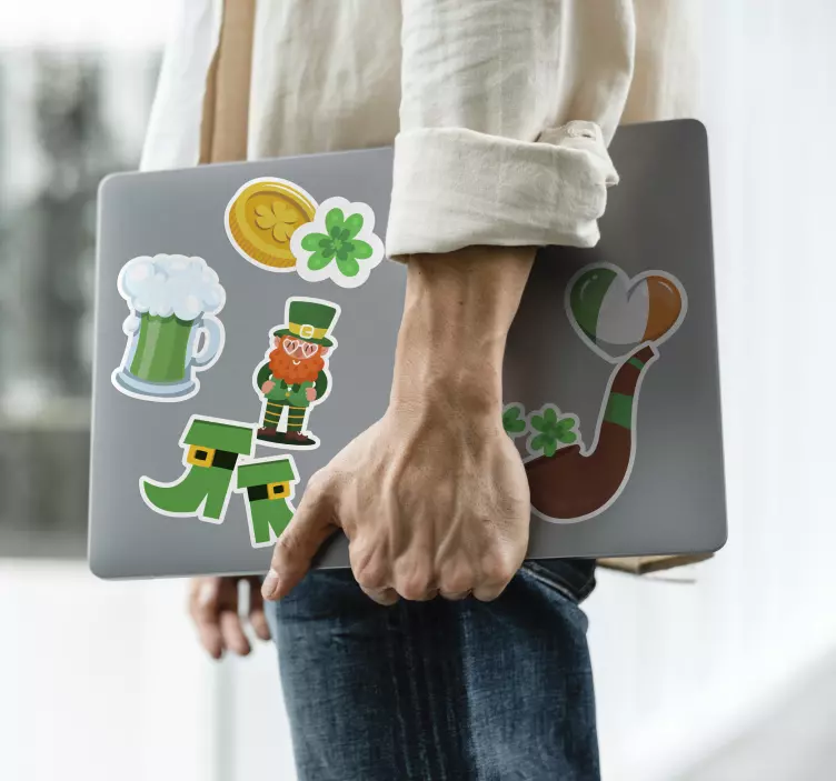 St Patrick's Fun Icons Laptop Decals - TenStickers