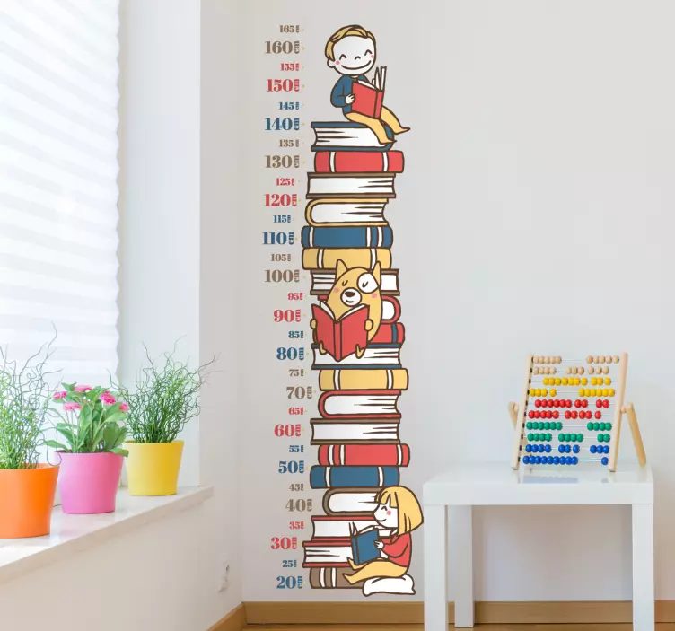 Stack of Books Height Chart Wall Sticker - TenStickers
