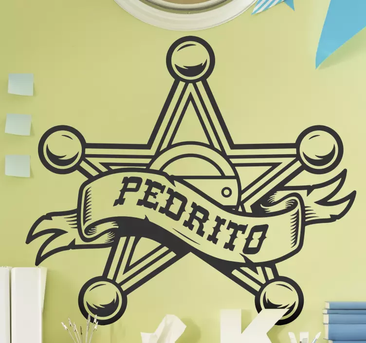 Star Badge With Name quote wall sticker - TenStickers