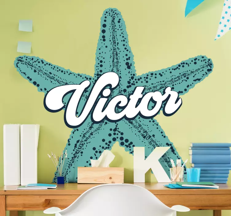 Starfish custom name wall sticker for kids - TenStickers