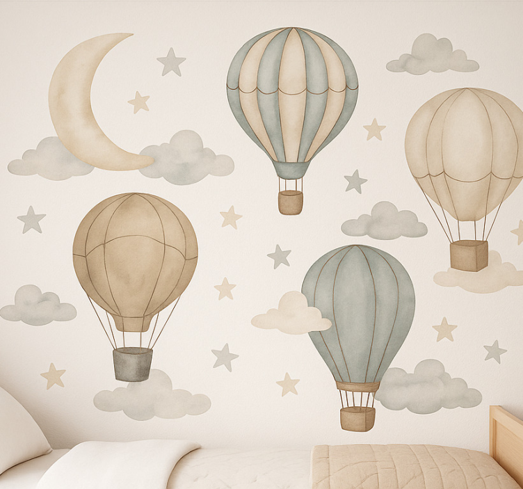 Starry balloons wall sticker for kids - TenStickers