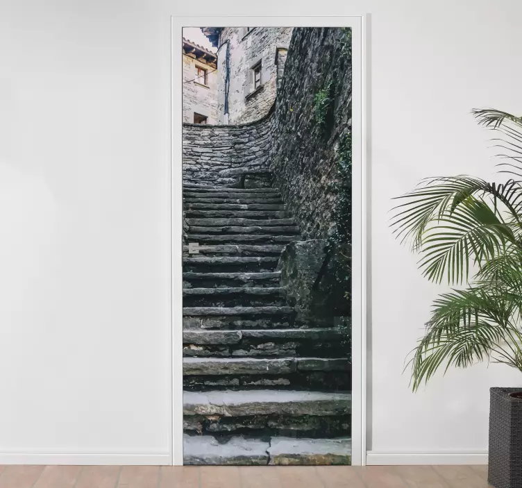 Stone Staircase Door Sticker - TenStickers