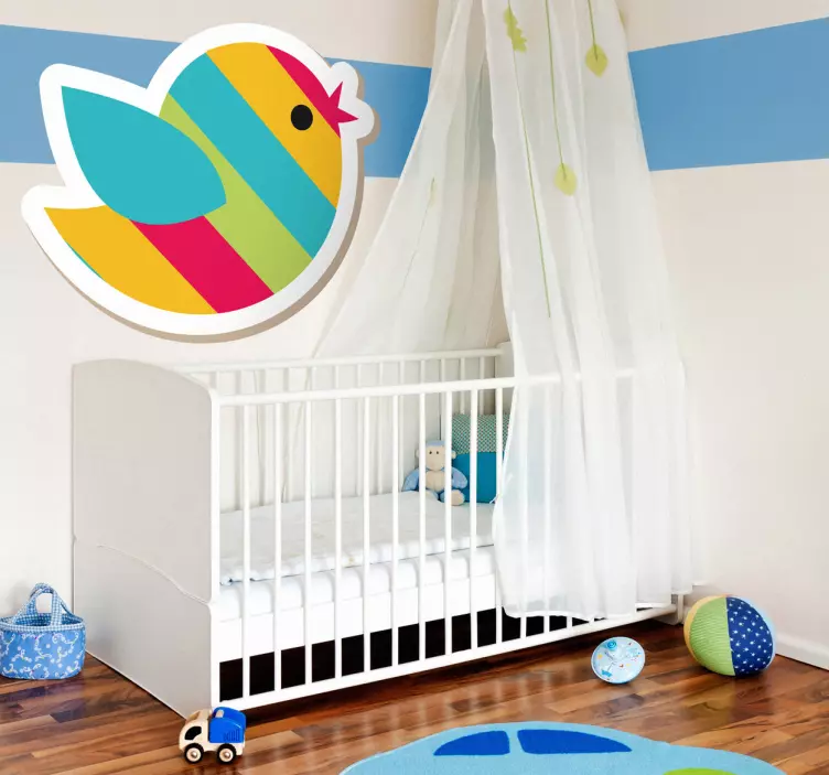 Striped Coloured Bird Wall Sticker - TenStickers