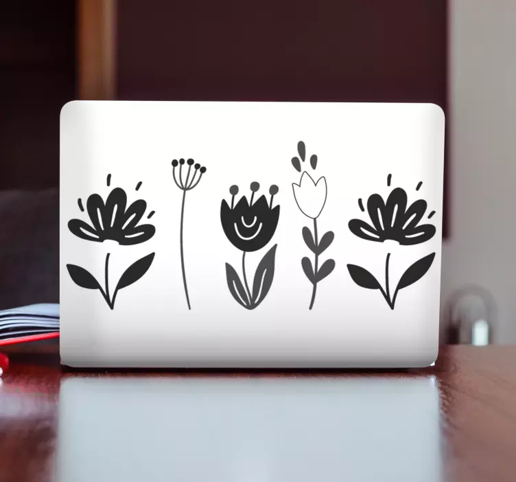 Stylized Floral Arrangement laptop sticker - TenStickers