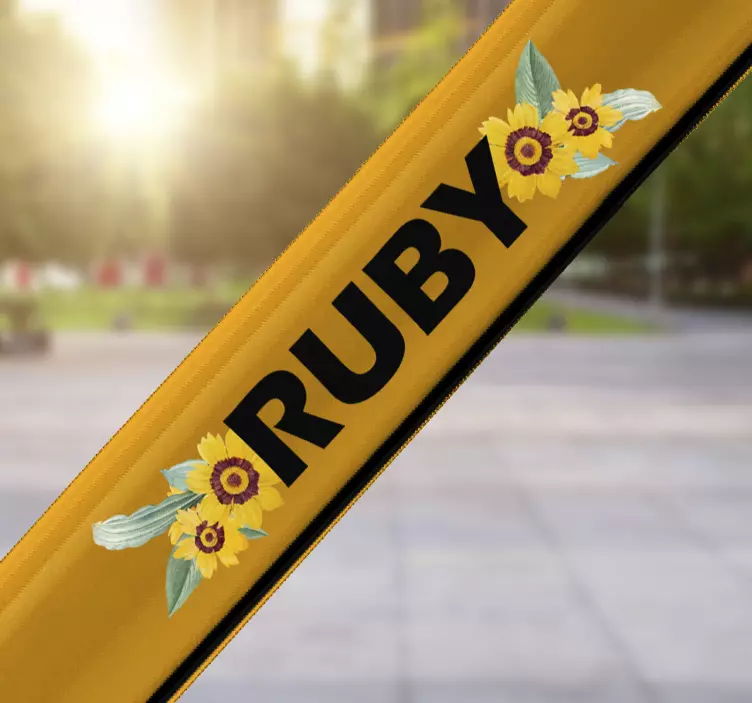 Customisable name sunflower bike sticker - TenStickers