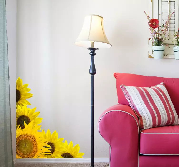 Sunflower Corner Flower Wall Sticker - TenStickers