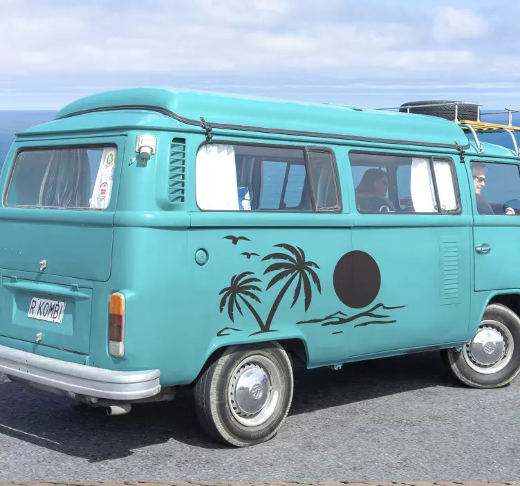 Sunset and palm tree campervan decal - TenStickers