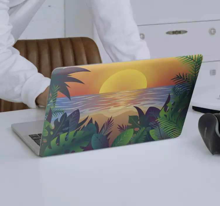 Sunset Ocean Scene laptop skin - TenStickers