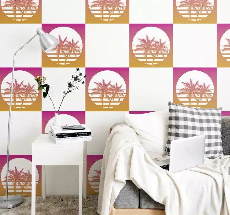 Sunset Vintage Landscape tile sticker - TenStickers