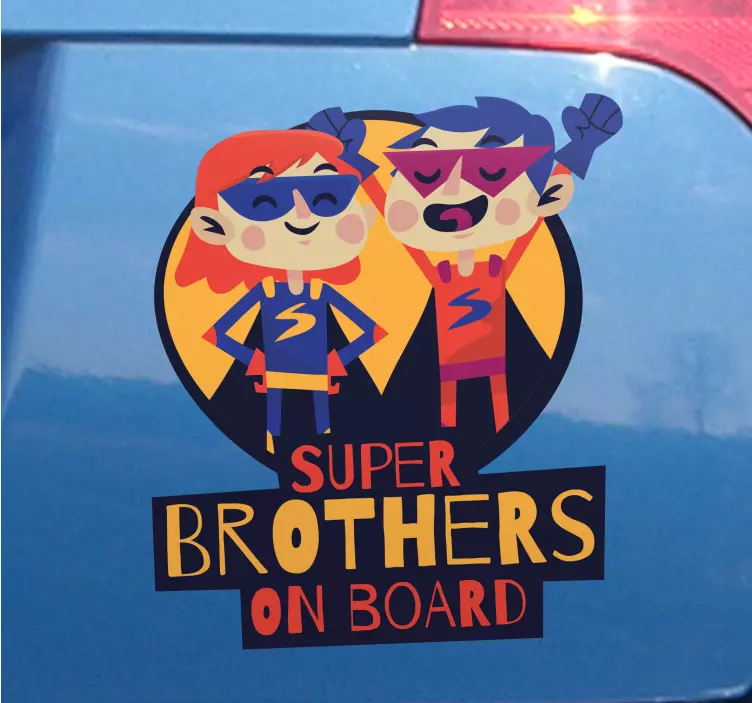 Super brother and sister baby on board sticker - TenStickers