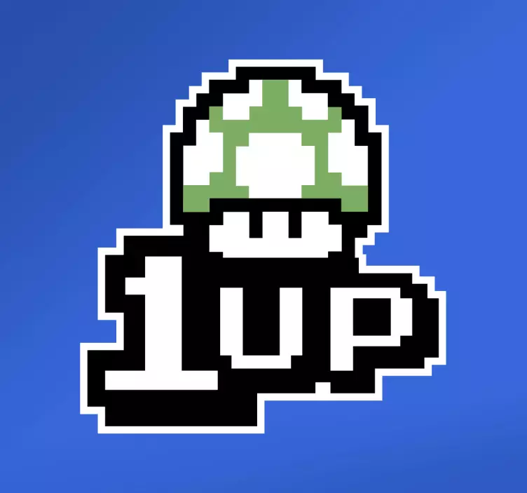 Super Mario 1 Up pixel video game sticker - TenStickers