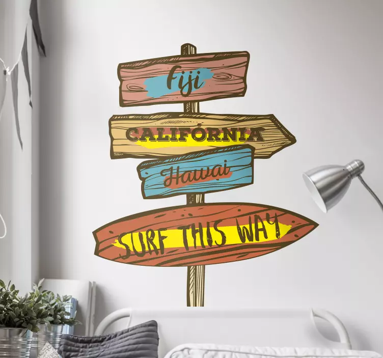 Surf This Way Sign decoration wall sticker - TenStickers