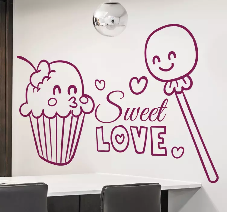 Sweet love cupcakes kitchen wall sticker - TenStickers