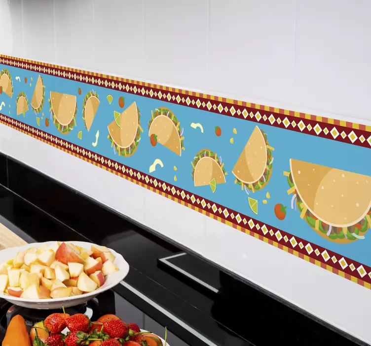 Tacos Art Food Border Sticker - TenStickers