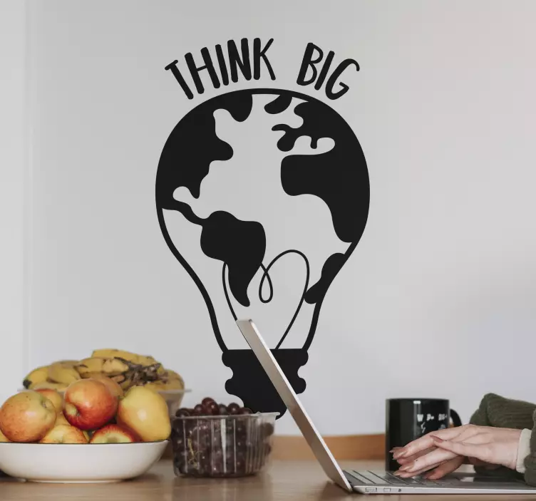Think big with world map inspirational office wall sticker - TenStickers