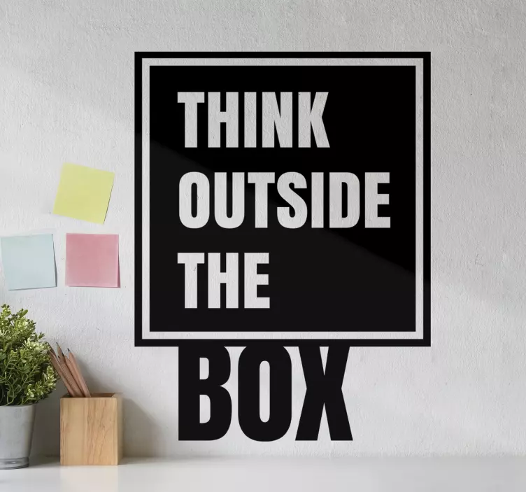 Think Outside The Box text wall sticker - TenStickers