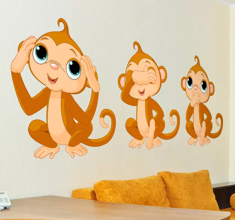 Three Monkeys Kids Sticker - TenStickers