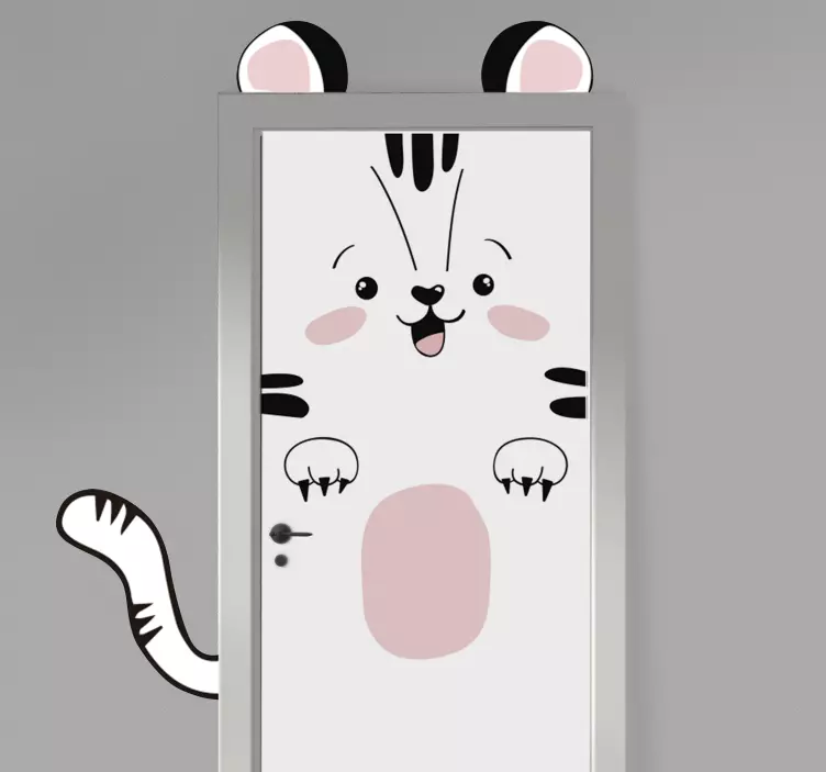 Cartoon drawn tiger glass door sticker - TenStickers