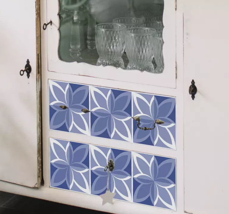 Tile blue patterns furniture sticker - TenStickers