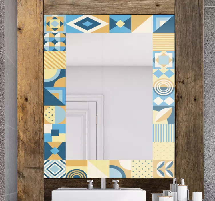 Tiles frame design mirror sticker - TenStickers