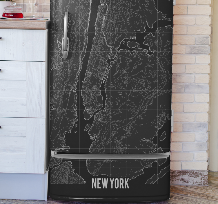 Topographic New York fridge vinyl wrap - TenStickers