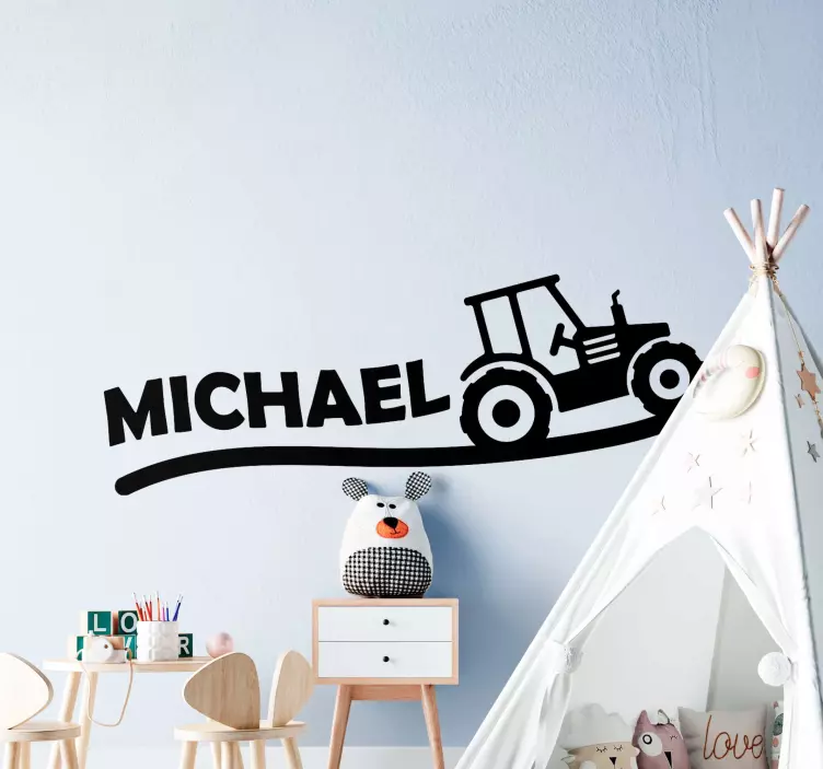 Tractor Personalized Name Location sticker - TenStickers
