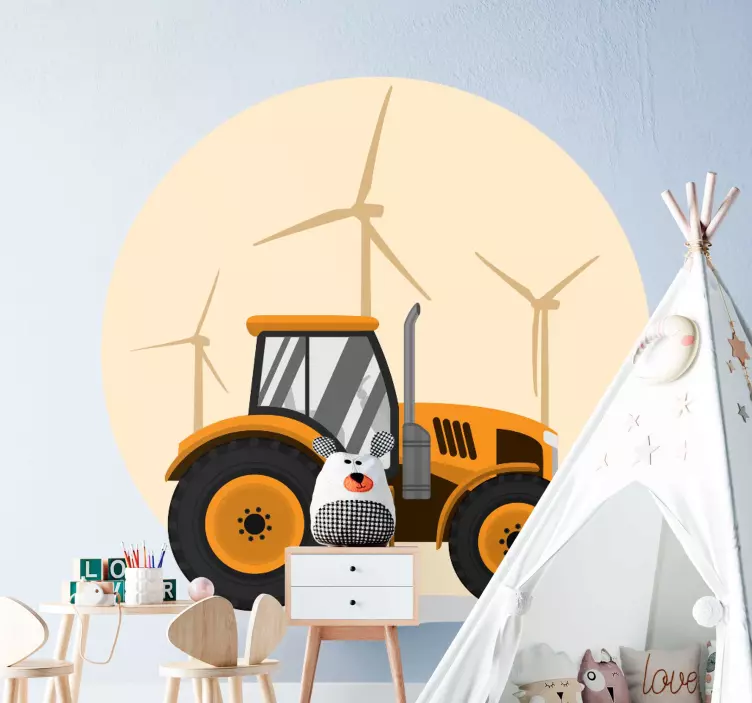 Tractor With Windmills farm animal wall sticker - TenStickers