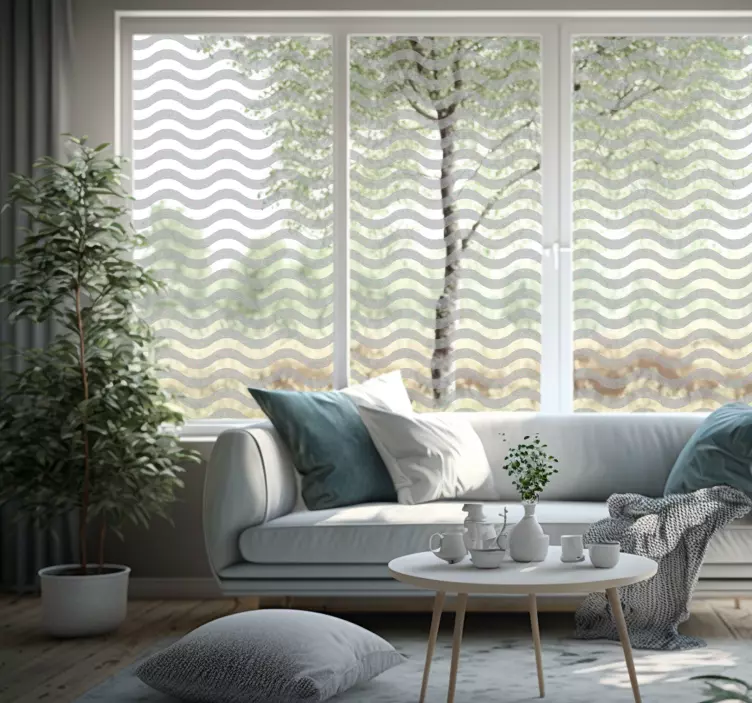 Translucent waves window sticker - TenStickers