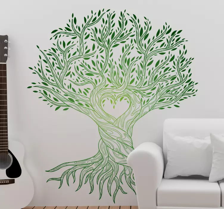 Tree of Life heart centre tree wall sticker - TenStickers