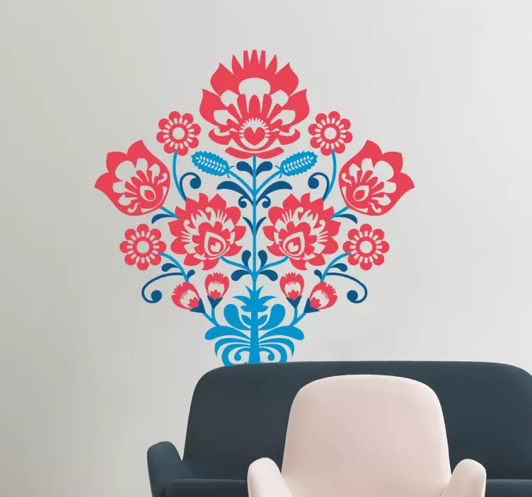 Tri-Colour Flower Sticker - TenStickers