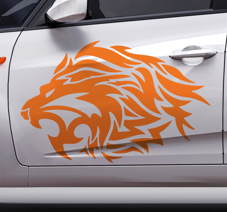 Tribal lion car decal design - TenStickers