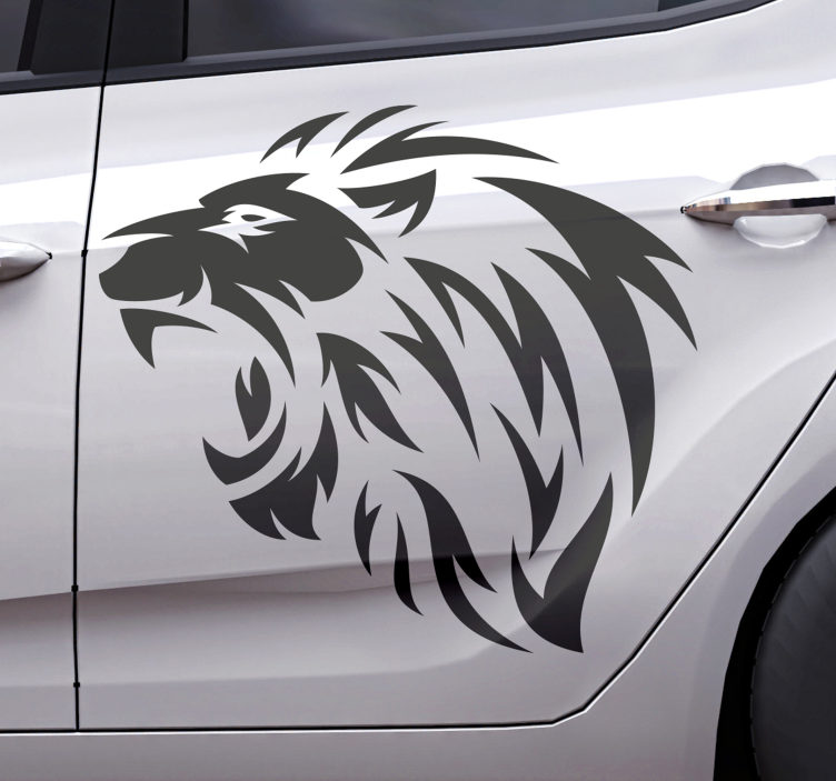 Tribal lion silhouette car decal - TenStickers