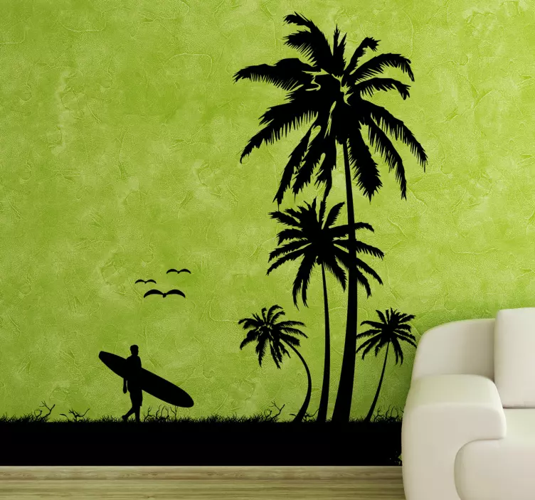 Tropical Beach Silhouette Sticker - TenStickers