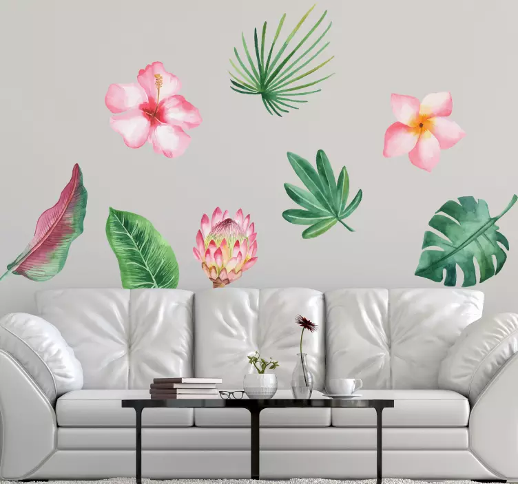 Tropical plants wall sticker for living room - TenStickers