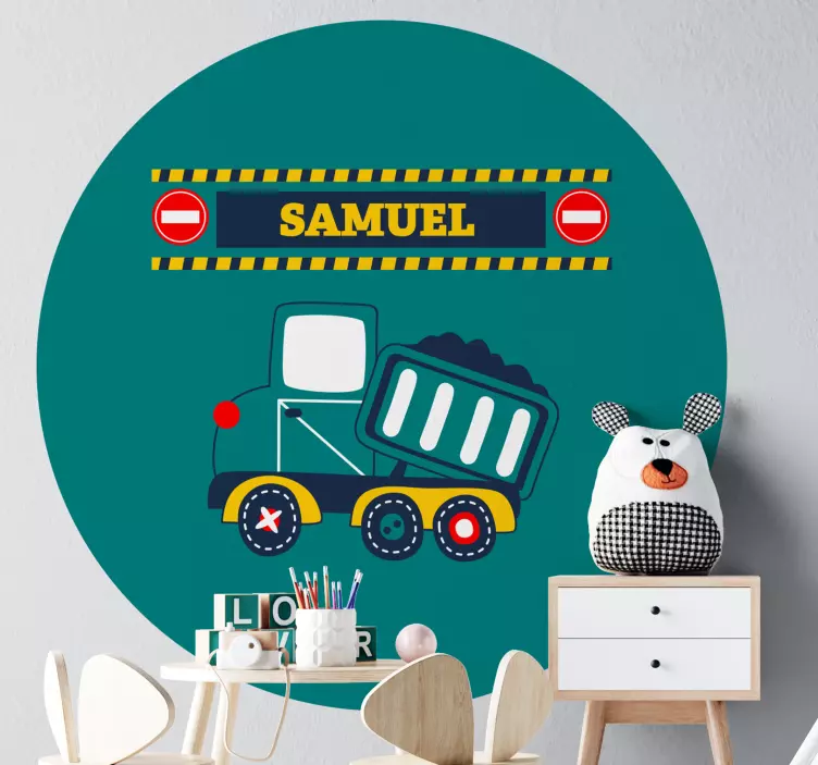 Truck Themed Personalization wall sticker for kids - TenStickers