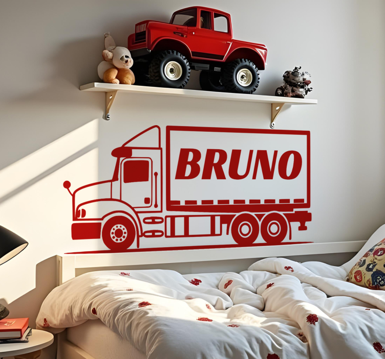 truck with name wall sticker for kids - TenStickers