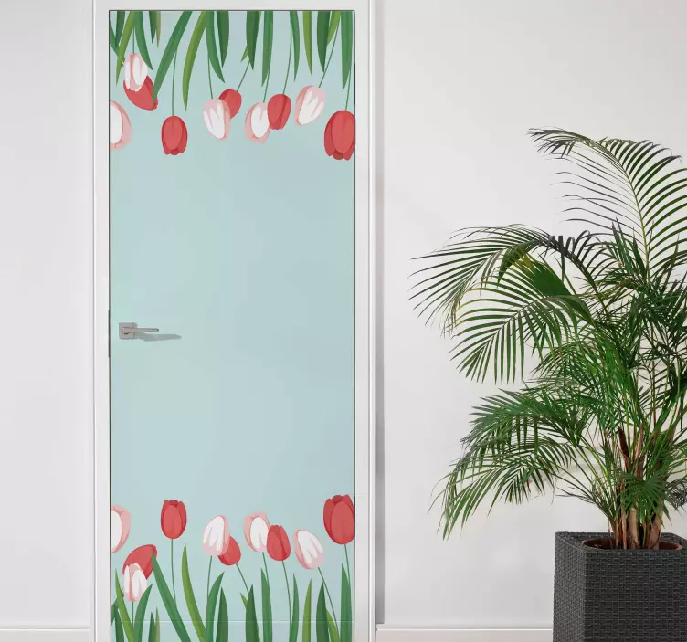 Tulip Floral Border door sticker - TenStickers