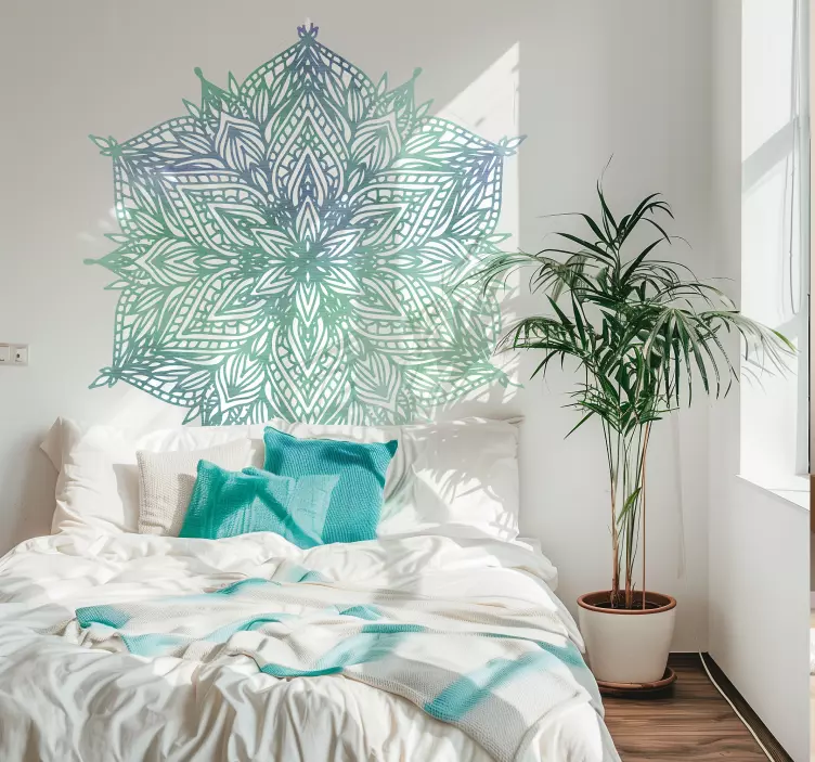 Turquoise mandala bedroom wall sticker - TenStickers