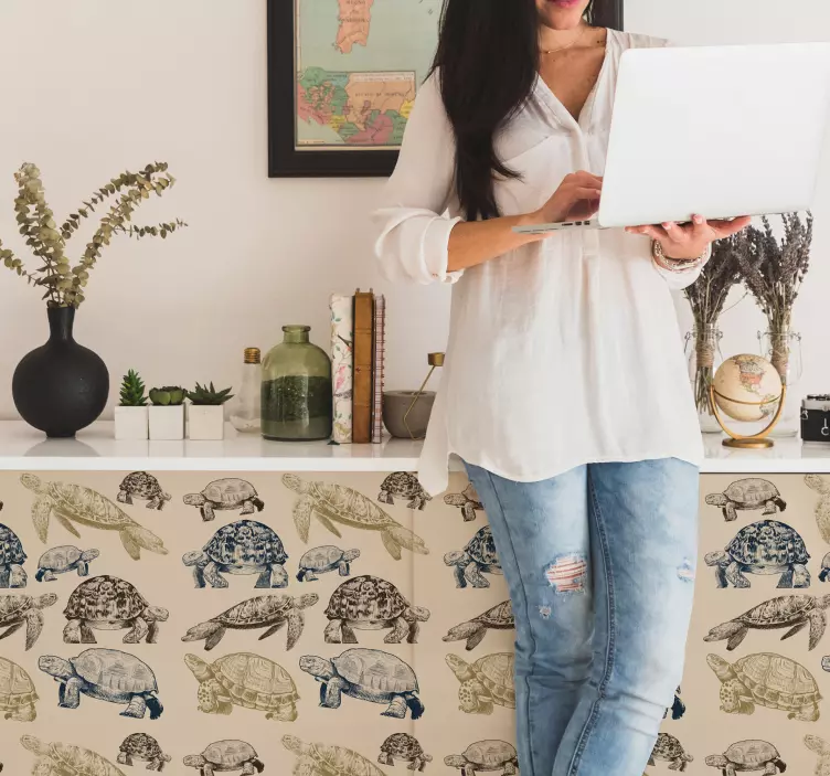 Turtles beige background furniture sticker - TenStickers