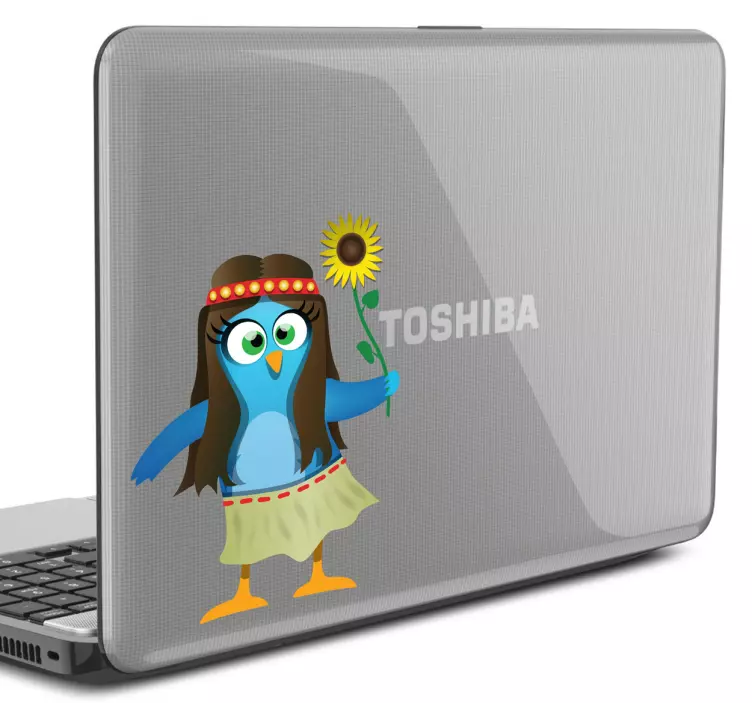Twitter Hippie Bird Laptop Sticker - TenStickers
