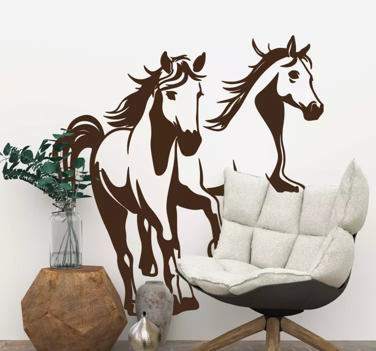 Two galloping horses wild animal sticker - TenStickers