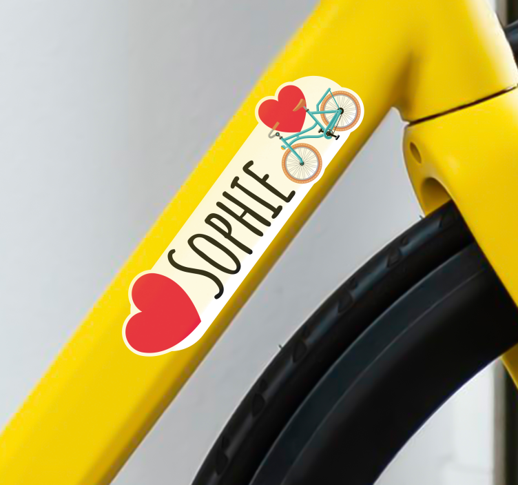 Two hearts bike name sticker - TenStickers