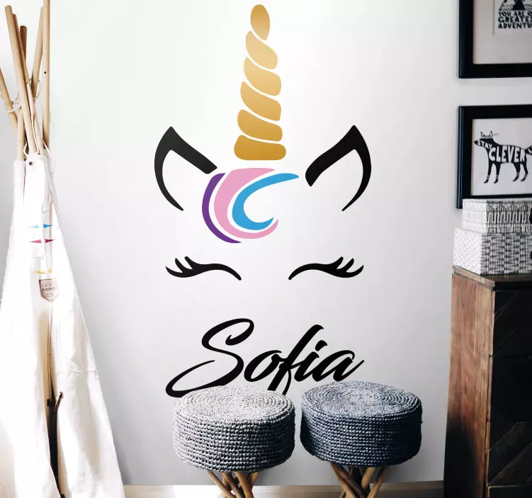 Unicorn Face Customization wall sticker for kids - TenStickers