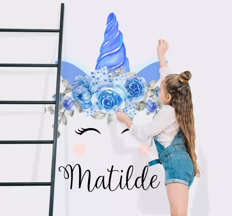 Unicorn Floral Theme wall sticker for kids - TenStickers