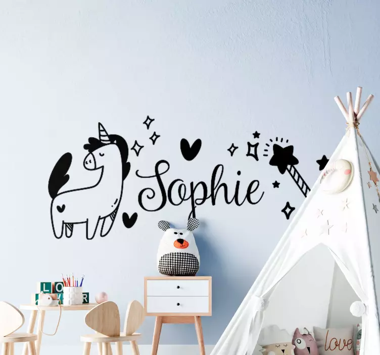Unicorn magic design children's wall sticker - TenStickers